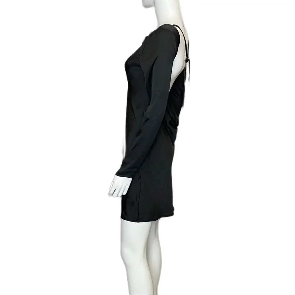 Bardot River Bias Open Back Long Sleeve Dress Black Women’s Sz 4